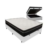 Cama Box Baú Viúva 128 Tecido Sintético Branco Com Colchão Paris De Molas Ensacadas Preto 26x128x188 - 1