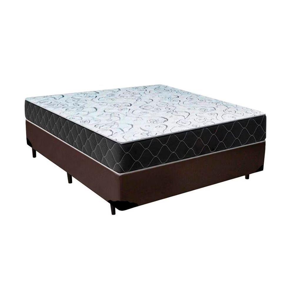 Cama Box Casal Sintético Marrom Com Colchão Espuma D33 Marrocos 30cm - 1