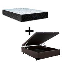 Cama Baú Viúva 128 Tecido Sintético Marrom Com Colchão Marrocos - Poliéster - Espuma D33 30cm - 1