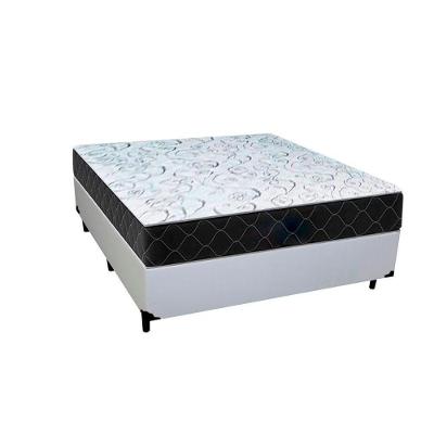 Cama Box Casal Sintético Branco Com Colchão Espuma D33 Marrocos 30cm