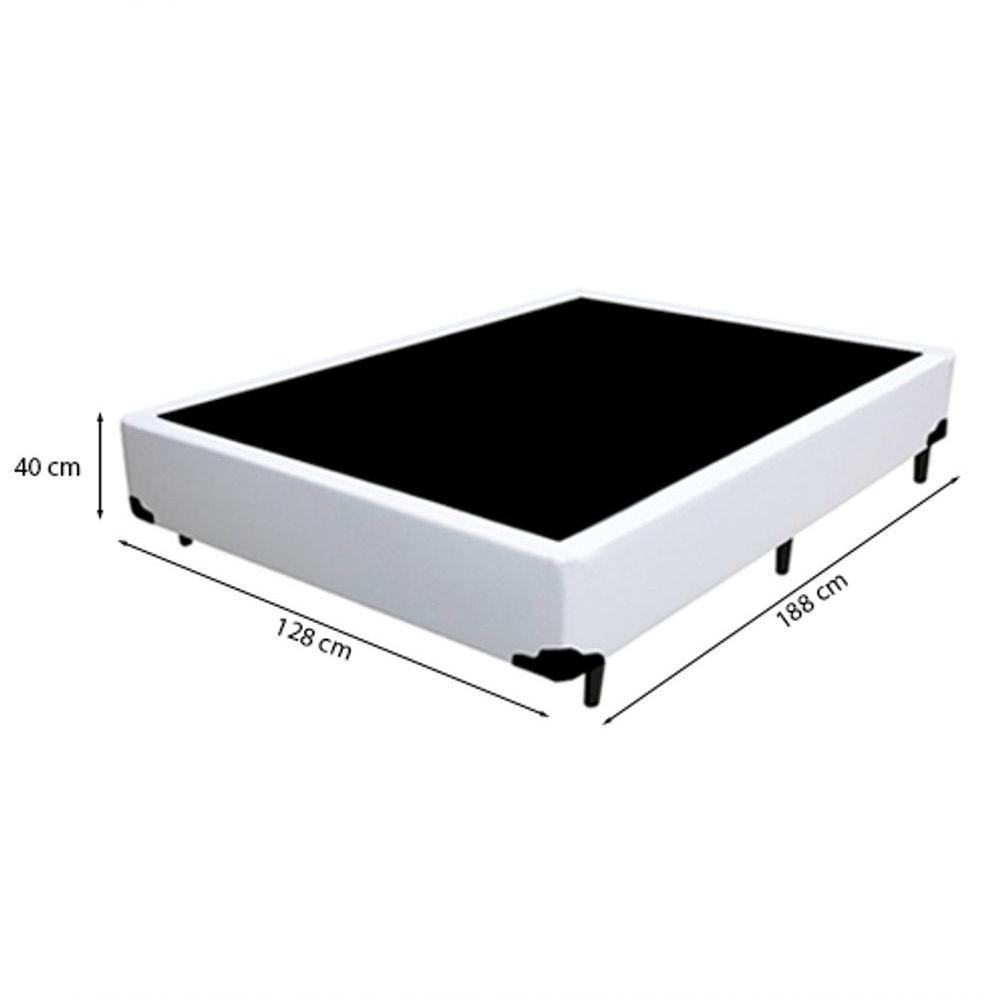 Cama Box Viúva 128 Tecido Sintético Branco Com Colchão Marrocos - Poliéster - Espuma D33 30cm - 3