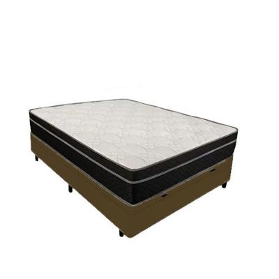 Cama Box Baú Viúva 128 Sintético Marrom Colchão Paris De Molas Ensacadas Preto 26x128x188