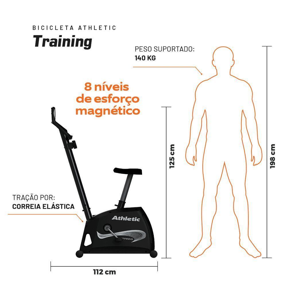 Bicicleta Athletic Training Vertical 8 Níveis Magnéticos Suporta 140kg Pedal Suave Monitor 11 Funções - 3