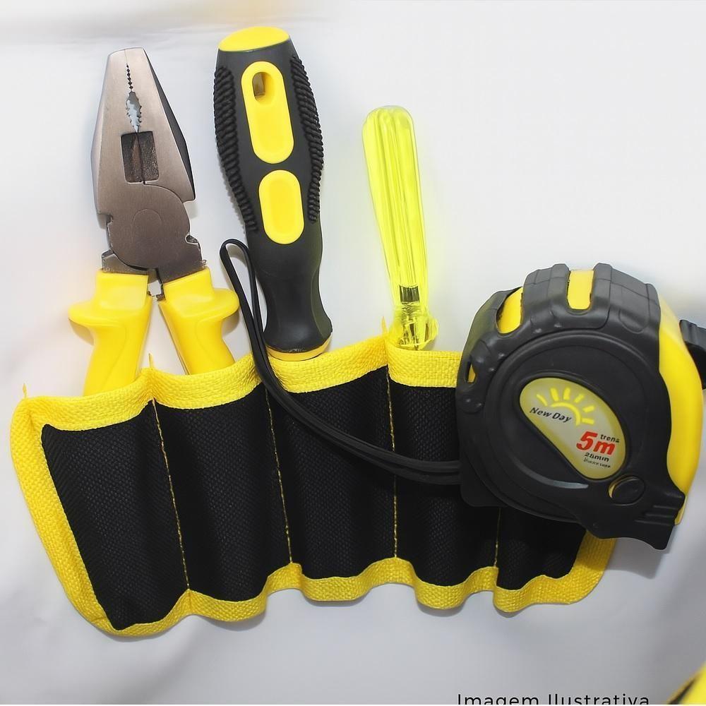 Bolsa Porta Ferramenta Impermeavel Cartucheira Encanador Eletricista Alca Transversal Regulavel 2 Bolsos Amarela - 4