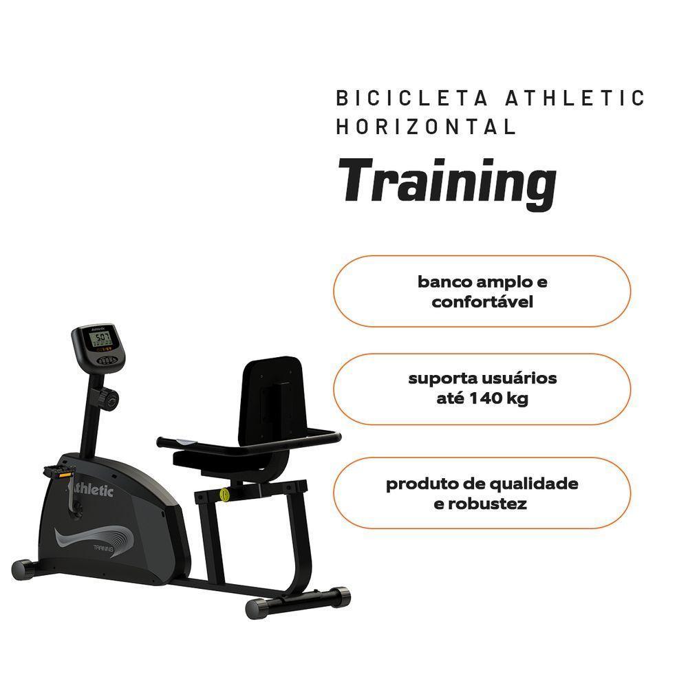 Bicicleta Ergométrica Horizontal Athletic Training 8 Níveis Magnéticos 140kg Conforto Pedal Suave - 2