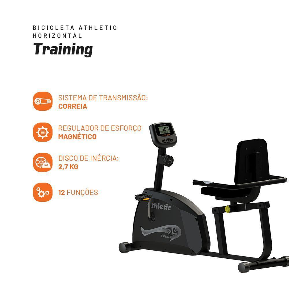 Bicicleta Ergométrica Horizontal Athletic Training 8 Níveis Magnéticos 140kg Conforto Pedal Suave - 4