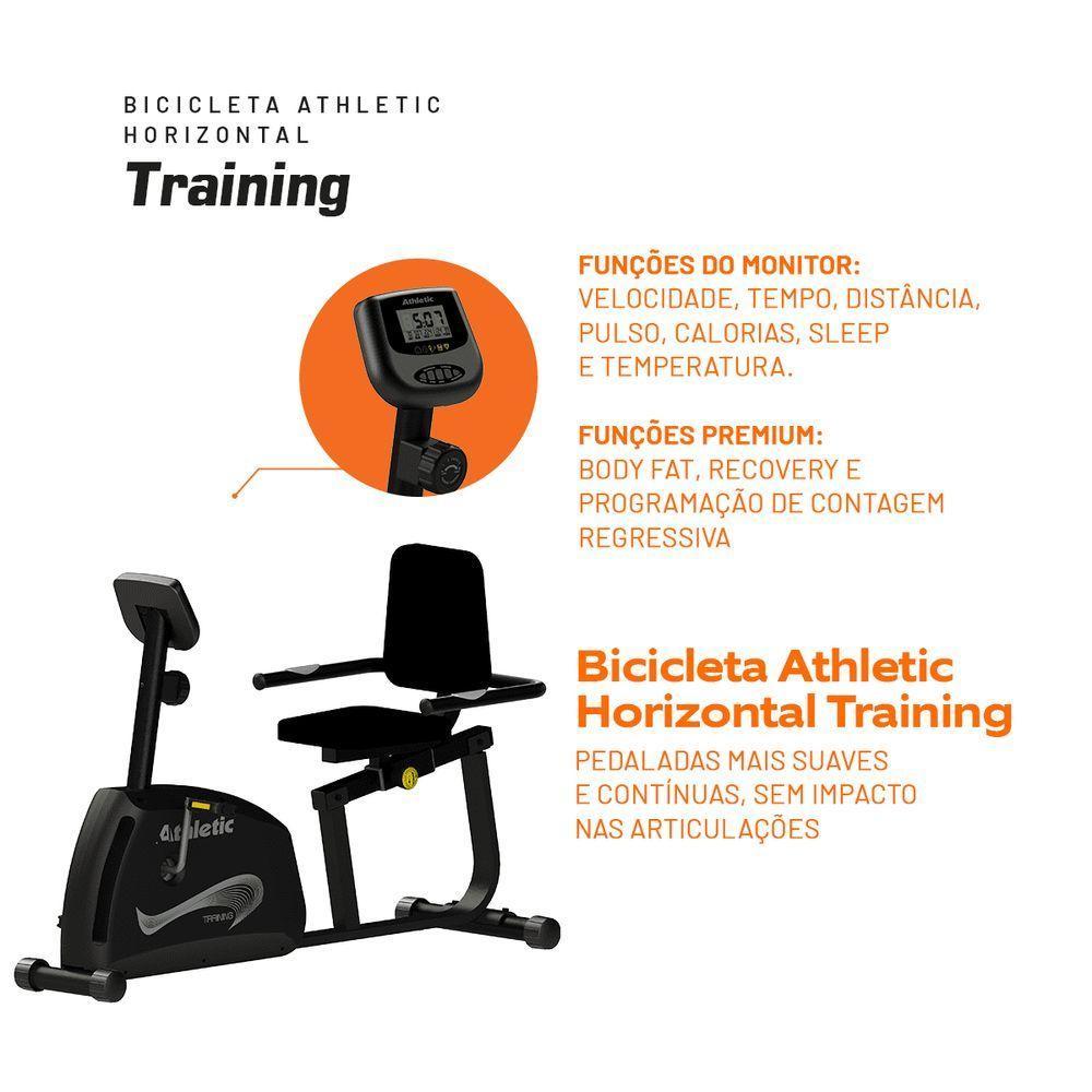 Bicicleta Ergométrica Horizontal Athletic Training 8 Níveis Magnéticos 140kg Conforto Pedal Suave - 5