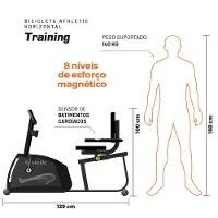 Bicicleta Ergométrica Horizontal Athletic Training 8 Níveis Magnéticos 140kg Conforto Pedal Suave - 3