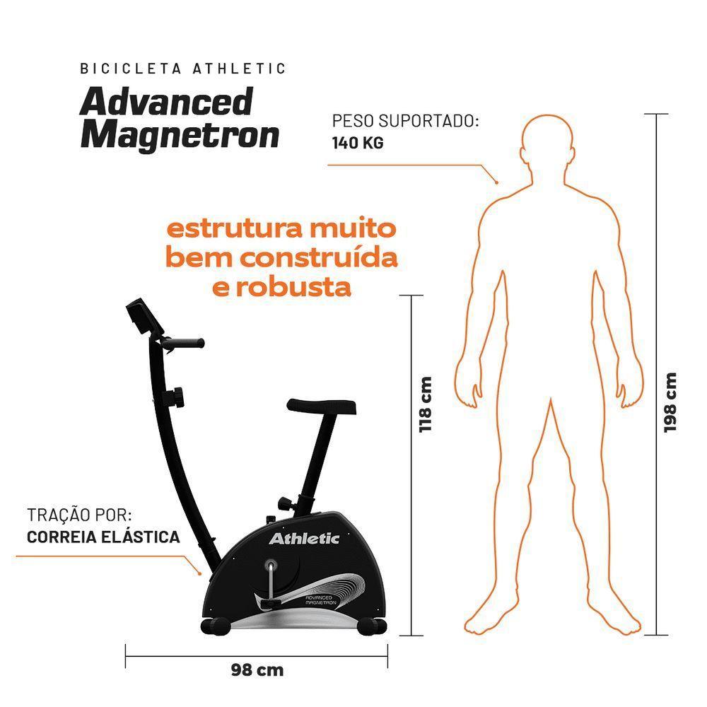 Bicicleta Vertical Athletic Advanced Magnetron 8 Níveis Magnéticos Suporta 140kg Monitor 16 Funções - 2