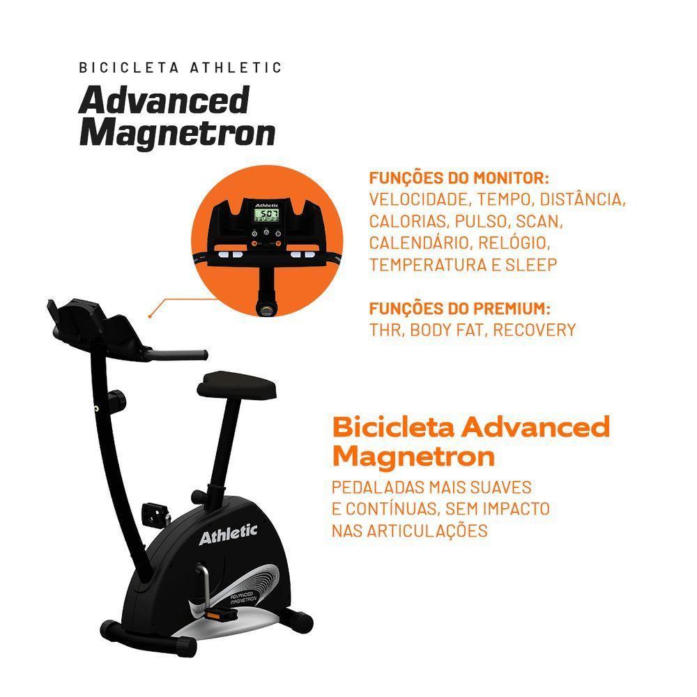 Bicicleta Vertical Athletic Advanced Magnetron 8 Níveis Magnéticos Suporta 140kg Monitor 16 Funções - 3