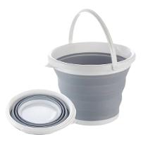 Balde Portatil Ecologico Retratil Cozinha Banheiro Lavanderia 10 Litros Alça Plastica Cinza - 1