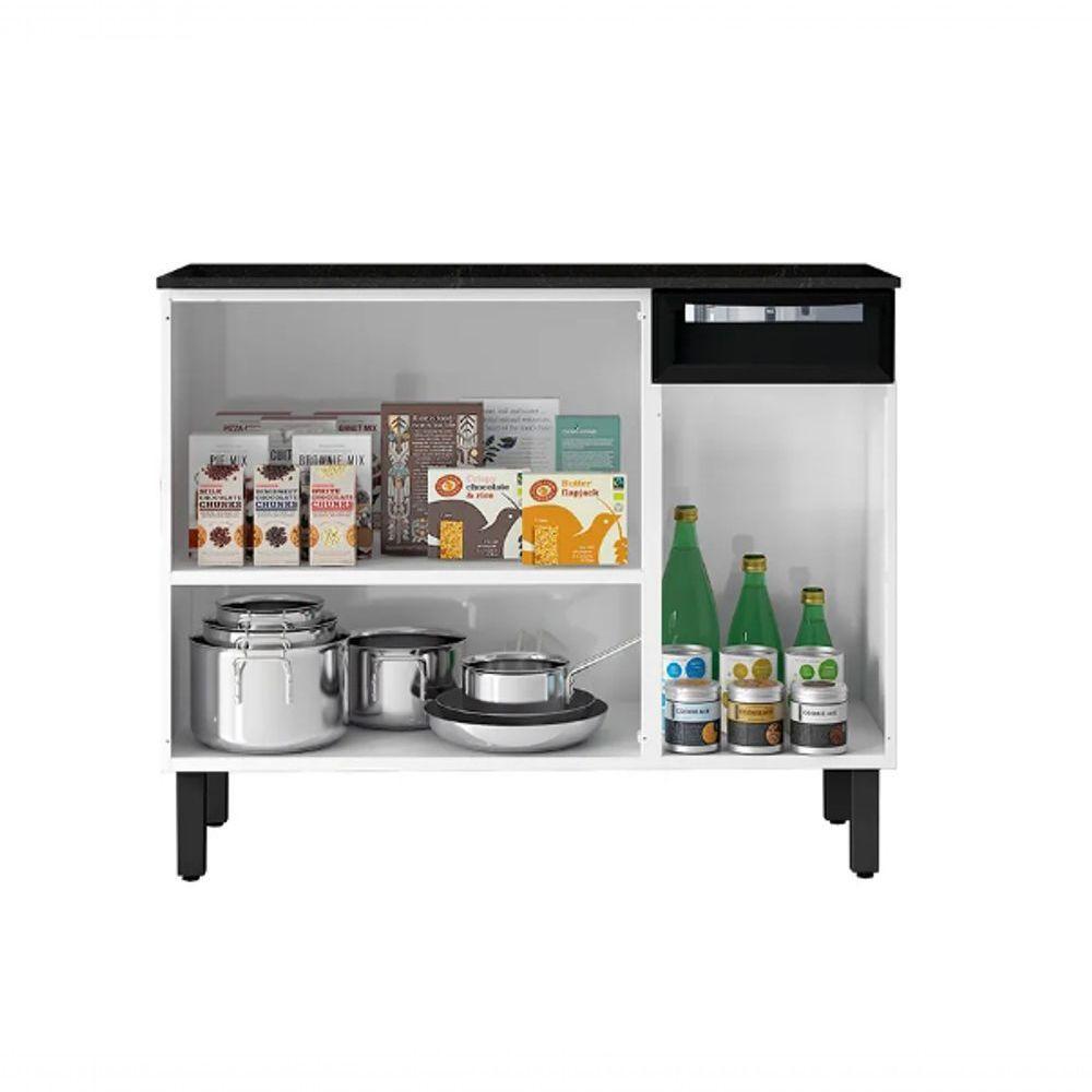 Balcão Rose Com 3 Portas 1 Gaveta Rose Preto - Itatiaia - 2