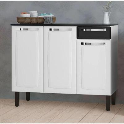 Balcão Rose Com 3 Portas 1 Gaveta Rose Preto - Itatiaia