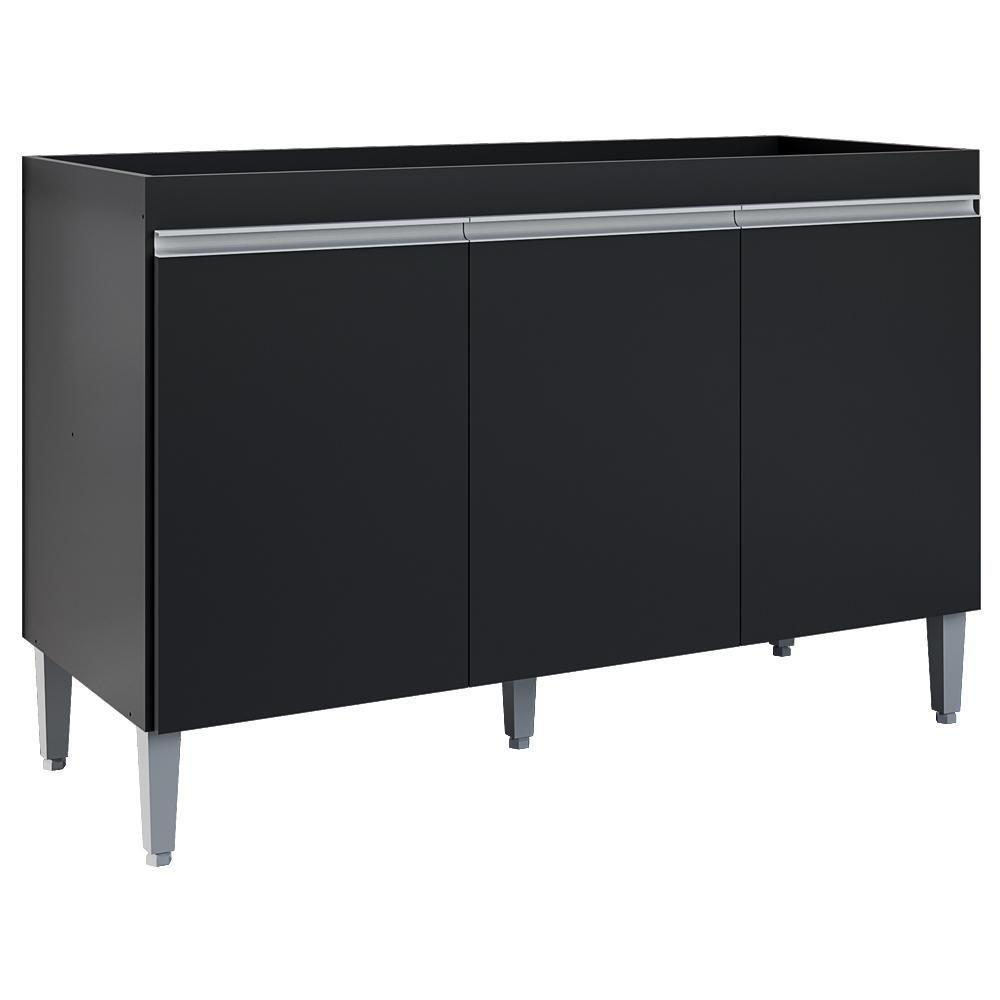 Balcao Para Pia Sem Tampo 120 Cm Manu Preto Reajl Moveis Preto - 1