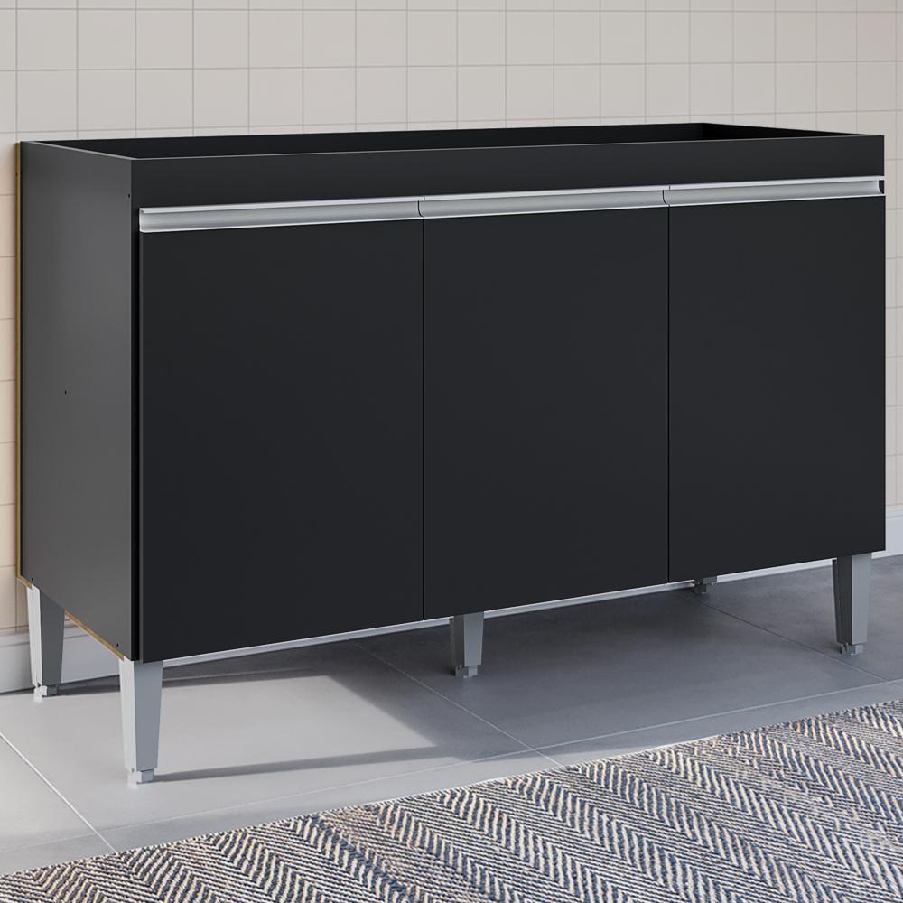 Balcao Para Pia Sem Tampo 120 Cm Manu Preto Reajl Moveis Preto - 2