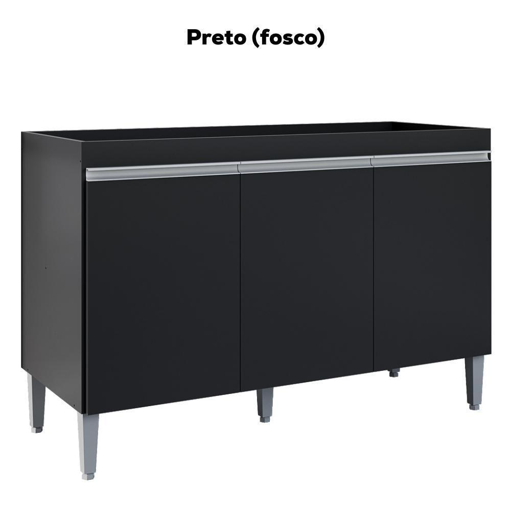 Balcao Para Pia Sem Tampo 120 Cm Manu Preto Reajl Moveis Preto - 4