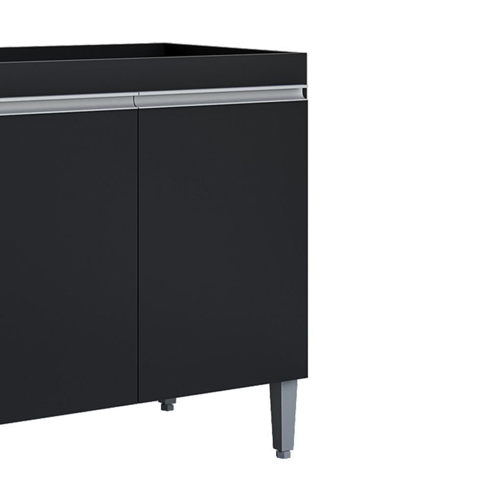 Balcao Para Pia Sem Tampo 120 Cm Manu Preto Reajl Moveis Preto - 7