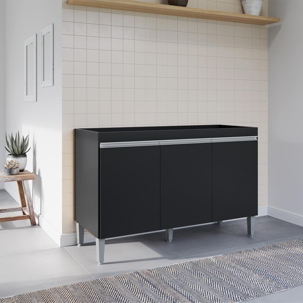 Balcao Para Pia Sem Tampo 120 Cm Manu Preto Reajl Moveis Preto - 8