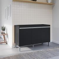 Balcao Para Pia Sem Tampo 120 Cm Manu Preto Reajl Moveis Preto - 8