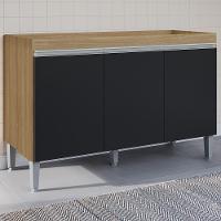 Balcao Para Pia Sem Tampo 120 Cm Manu Amendoa Preto Reajl Moveis Amendoa Preto - 2