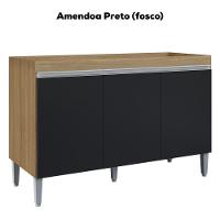 Balcao Para Pia Sem Tampo 120 Cm Manu Amendoa Preto Reajl Moveis Amendoa Preto