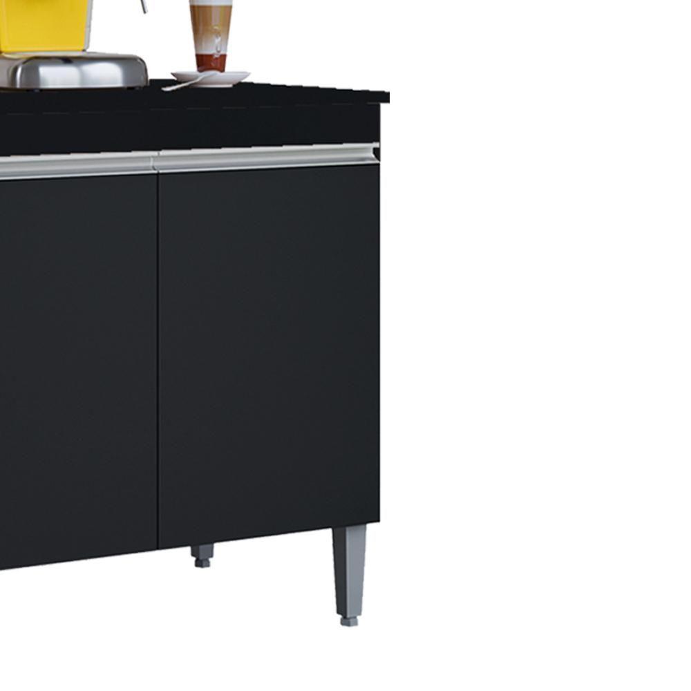 Balcao Com Tampo 3 Portas 120 Cm Manu Preto Reajl Moveis Preto - 8