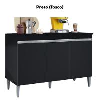 Balcao Com Tampo 3 Portas 120 Cm Manu Preto Reajl Moveis Preto