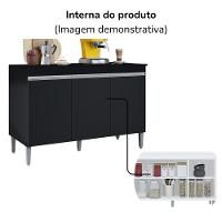 Balcao Com Tampo 3 Portas 120 Cm Manu Preto Reajl Moveis Preto - 5