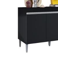 Balcao Com Tampo 3 Portas 120 Cm Manu Preto Reajl Moveis Preto - 6