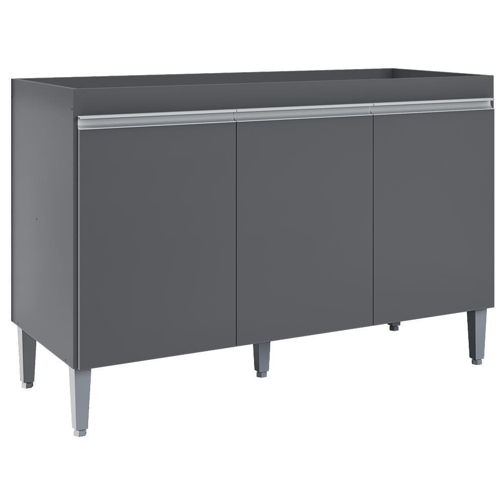 Balcao Para Pia Sem Tampo 120 Cm Manu Cinza Reajl Móveis Cinza - 1