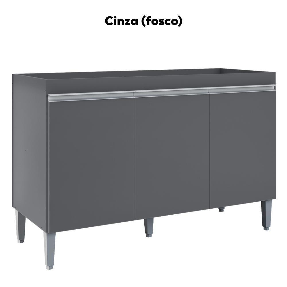 Balcao Para Pia Sem Tampo 120 Cm Manu Cinza Reajl Móveis Cinza - 4