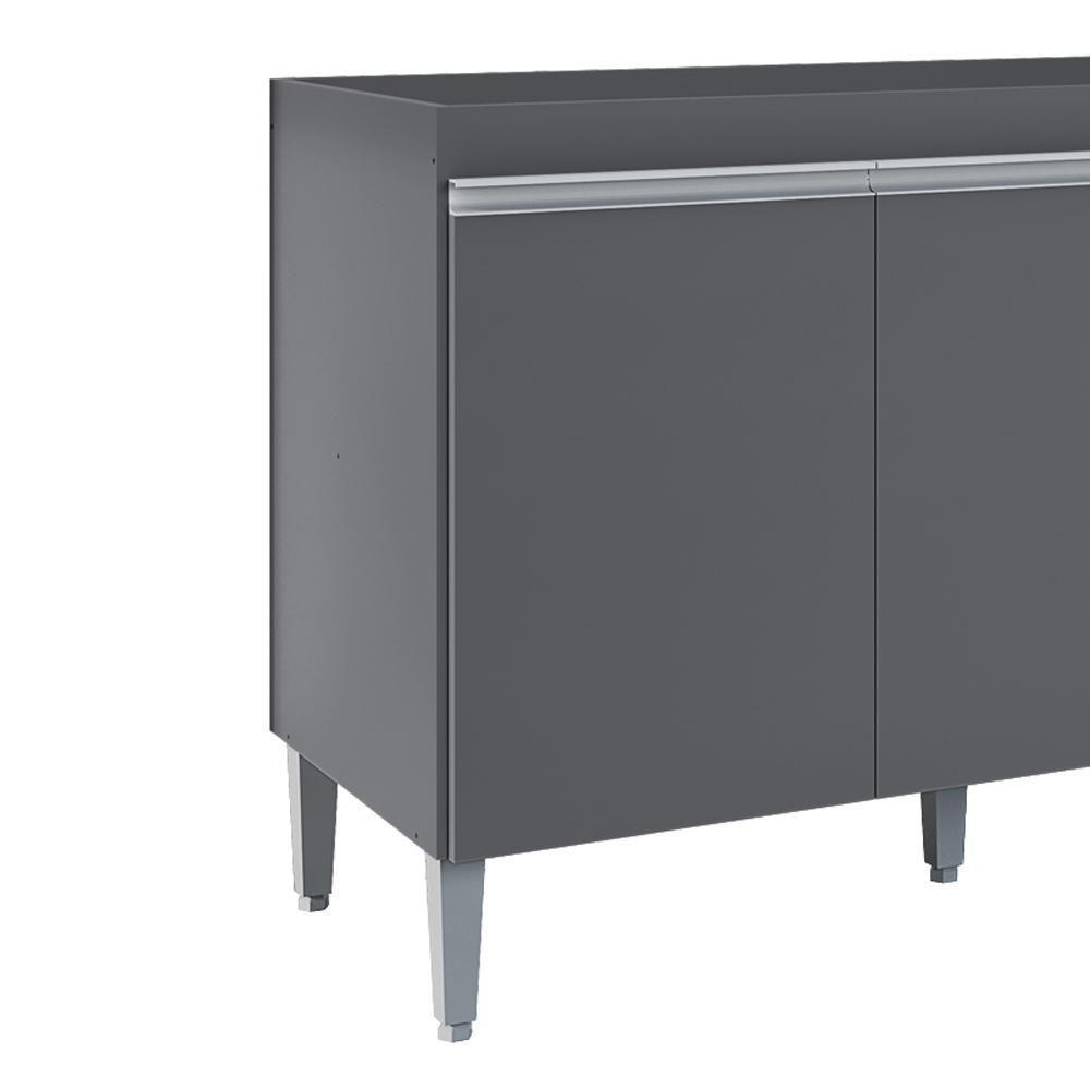 Balcao Para Pia Sem Tampo 120 Cm Manu Cinza Reajl Móveis Cinza - 6