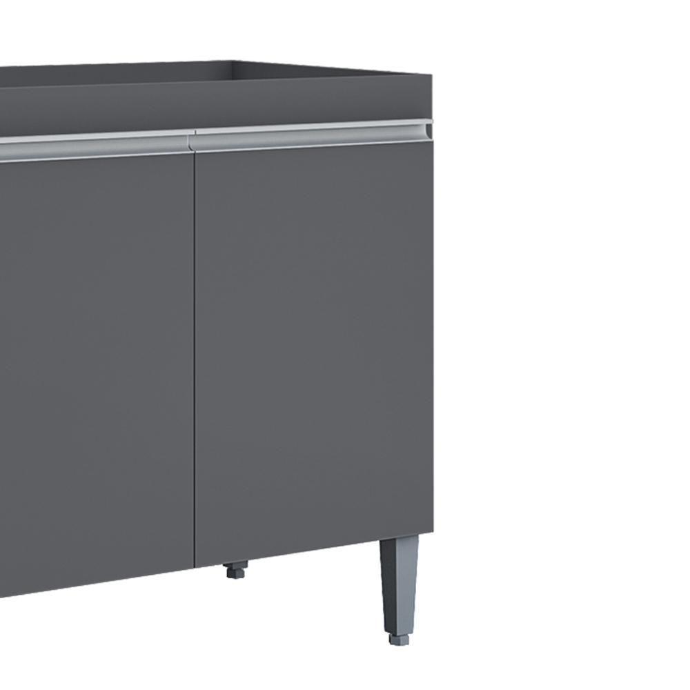 Balcao Para Pia Sem Tampo 120 Cm Manu Cinza Reajl Móveis Cinza - 7