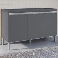 Balcao Para Pia Sem Tampo 120 Cm Manu Cinza Reajl Móveis Cinza - 2