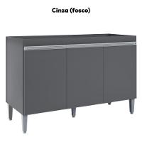 Balcao Para Pia Sem Tampo 120 Cm Manu Cinza Reajl Móveis Cinza