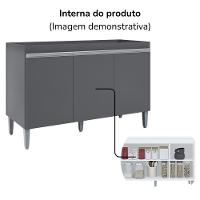 Balcao Para Pia Sem Tampo 120 Cm Manu Cinza Reajl Móveis Cinza - 5