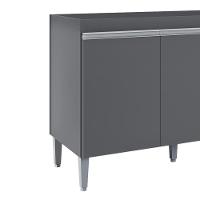 Balcao Para Pia Sem Tampo 120 Cm Manu Cinza Reajl Móveis Cinza - 6