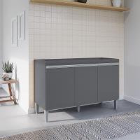 Balcao Para Pia Sem Tampo 120 Cm Manu Cinza Reajl Móveis Cinza - 8