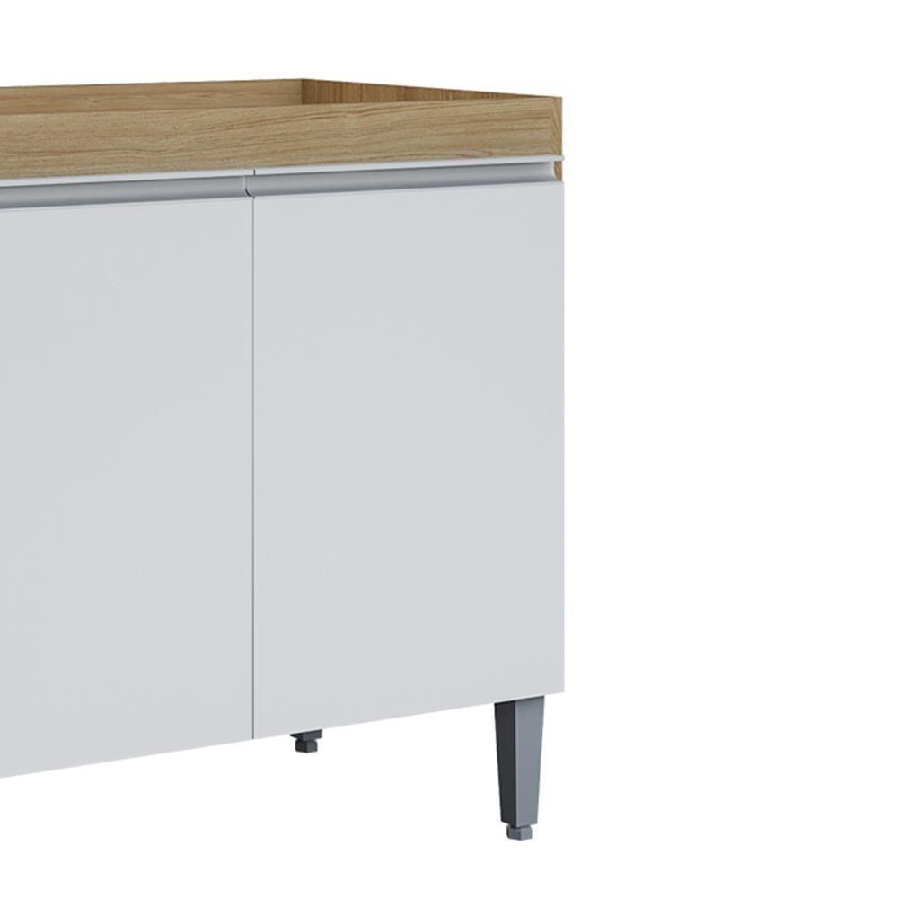 Balcao Para Pia Sem Tampo 120 Cm Manu Amendoa Branco Reajl Moveis Amendoa Branco - 7