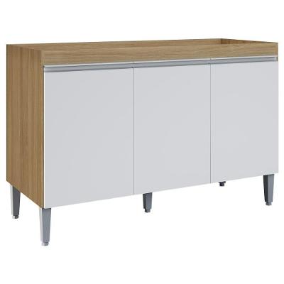 Balcao Para Pia Sem Tampo 120 Cm Manu Amendoa Branco Reajl Moveis Amendoa Branco