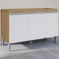 Balcao Para Pia Sem Tampo 120 Cm Manu Amendoa Branco Reajl Moveis Amendoa Branco - 2