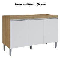 Balcao Para Pia Sem Tampo 120 Cm Manu Amendoa Branco Reajl Moveis Amendoa Branco