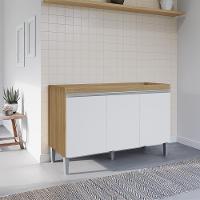 Balcao Para Pia Sem Tampo 120 Cm Manu Amendoa Branco Reajl Moveis Amendoa Branco - 8