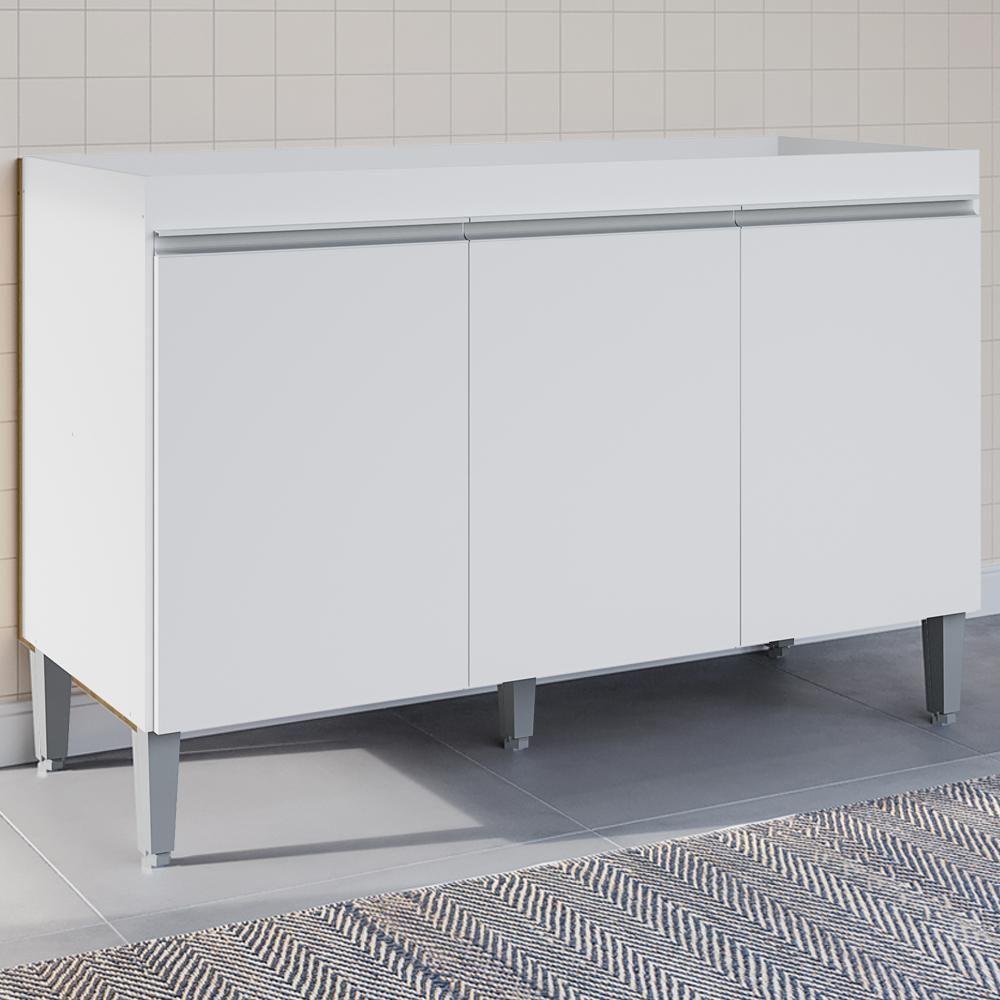 Balcao Para Pia Sem Tampo 120 Cm Manu Branco Reajl Moveis Branco - 2