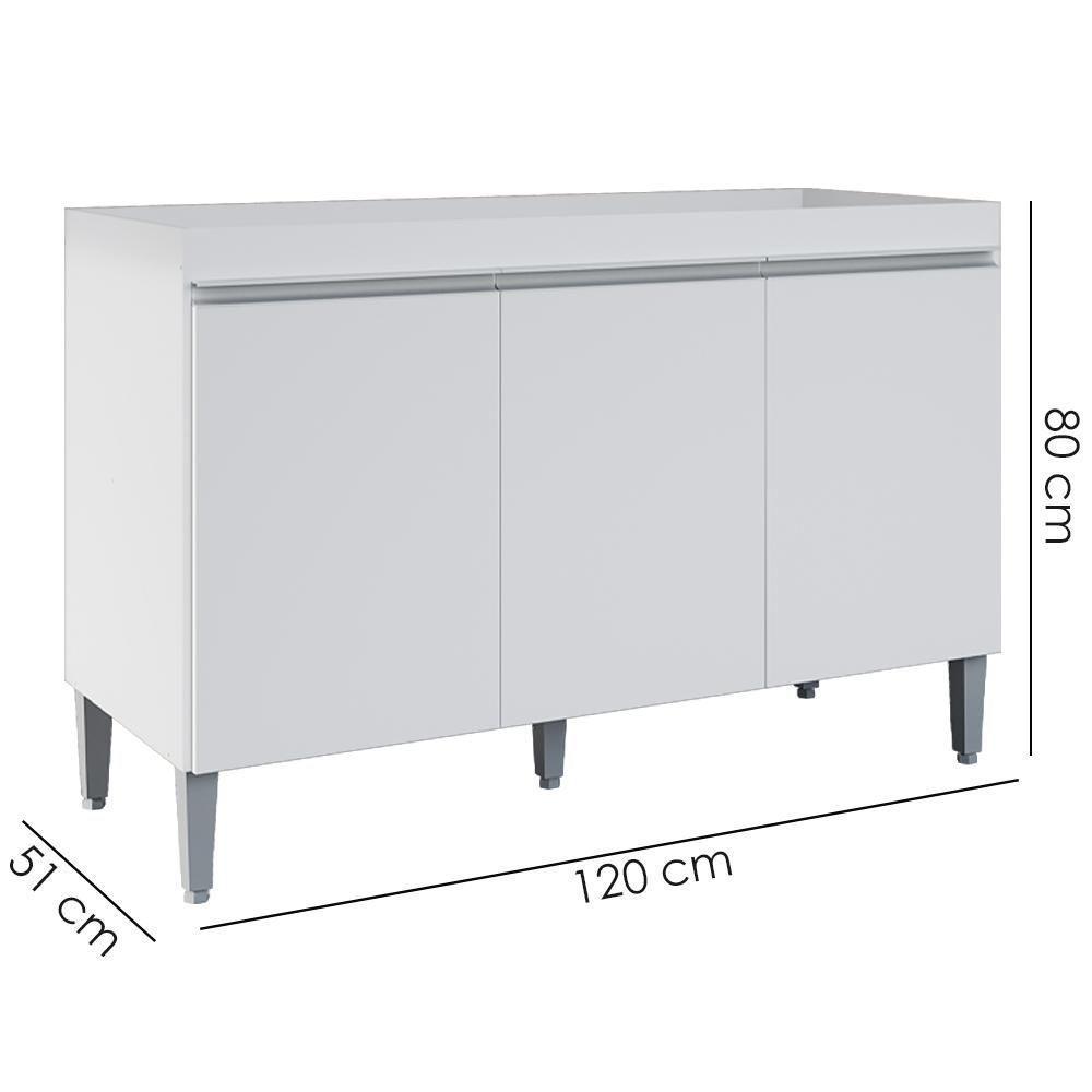 Balcao Para Pia Sem Tampo 120 Cm Manu Branco Reajl Moveis Branco - 3