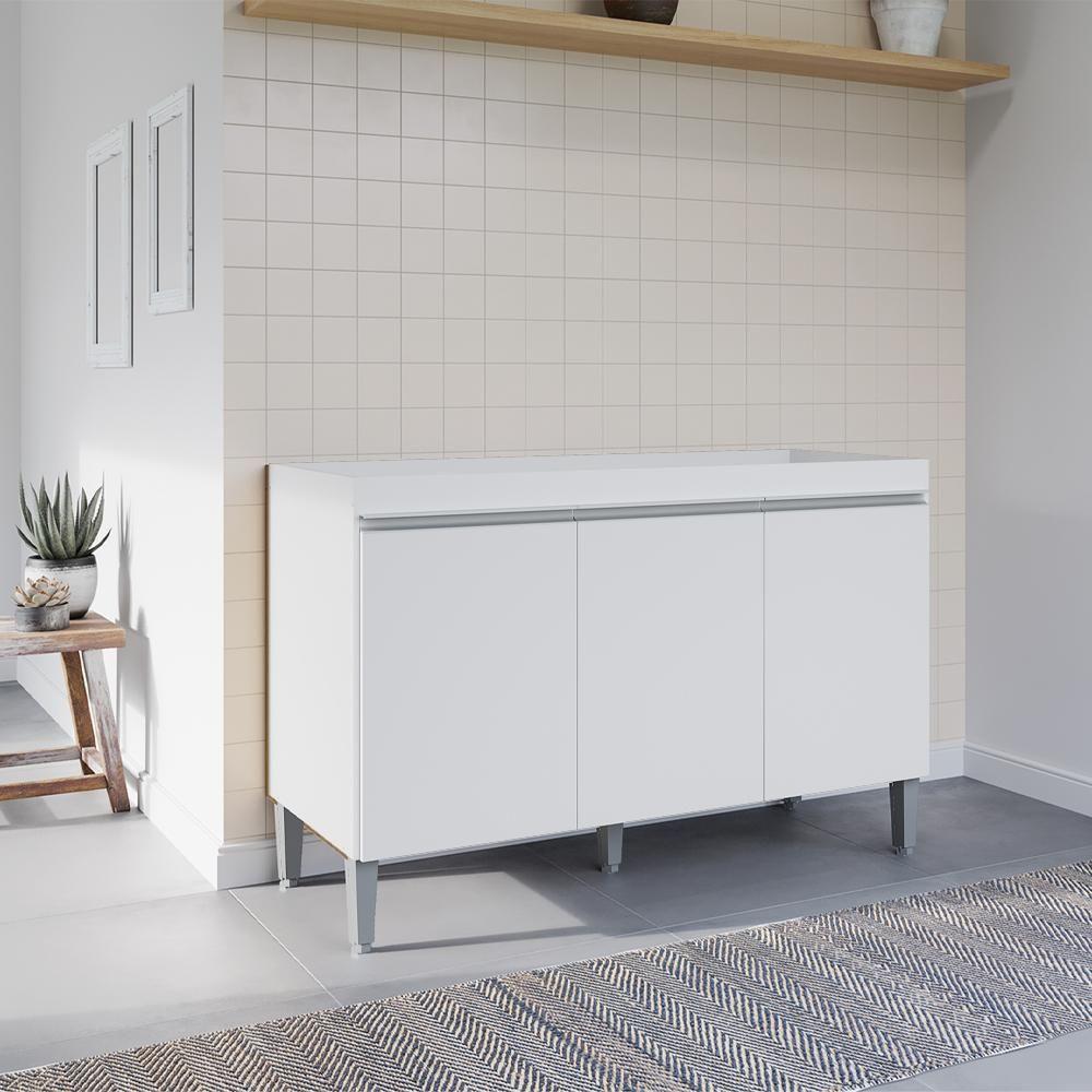 Balcao Para Pia Sem Tampo 120 Cm Manu Branco Reajl Moveis Branco - 8