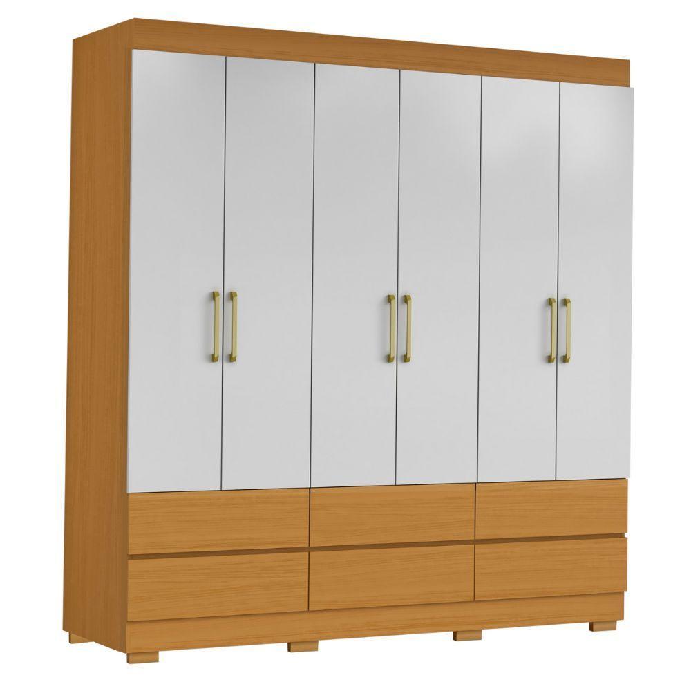 Guarda Roupas Casal Com 6 Portas 6 Gavetas Porto Madeirado/off White - 1