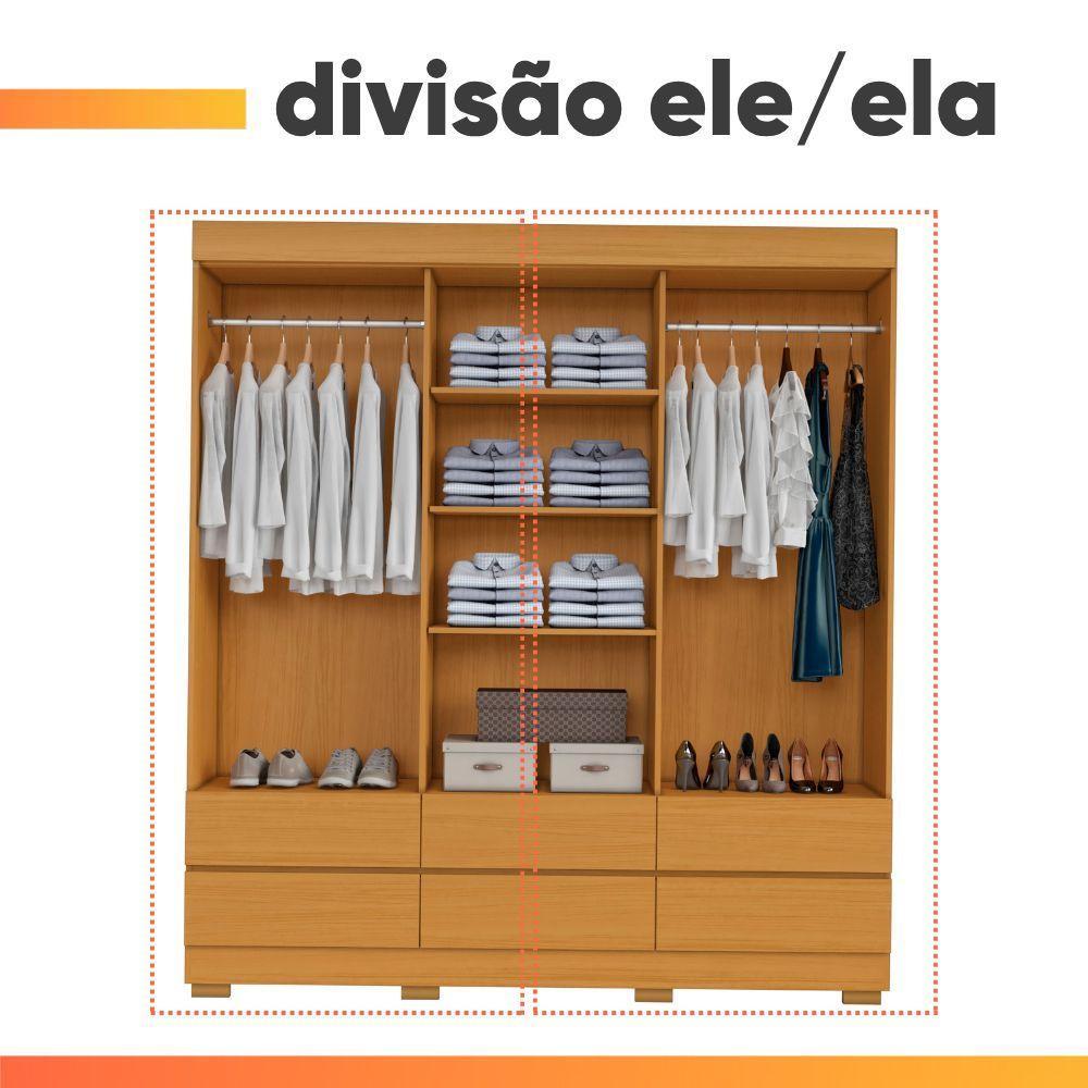 Guarda Roupas Casal Com 6 Portas 6 Gavetas Porto Madeirado/off White - 4