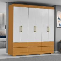 Guarda Roupas Casal Com 6 Portas 6 Gavetas Porto Madeirado/off White - 5