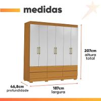 Guarda Roupas Casal Com 6 Portas 6 Gavetas Porto Madeirado/off White - 6